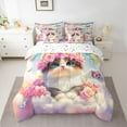 thumbnail image 2 of Castle Fairy Cartoon Cat Twin Bedding Sets,Rose Butterfly Bedding Comforter Set, 2 of 8