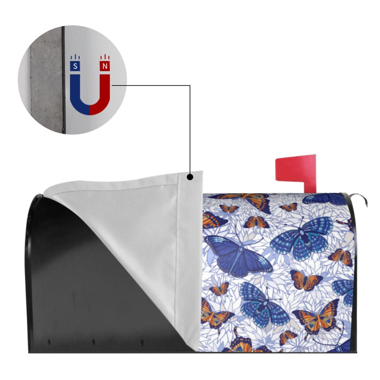 Logiee Butterflies1 Print Post Letter Box Wrap Decor, Mailbox Cover Suitable for Standard Mailbox and Large Size Mailbox,Outdoor Yard Decoration-21x18 in