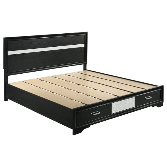 Miranda 51-inch Wood Eastern King Storage Panel Bed Black