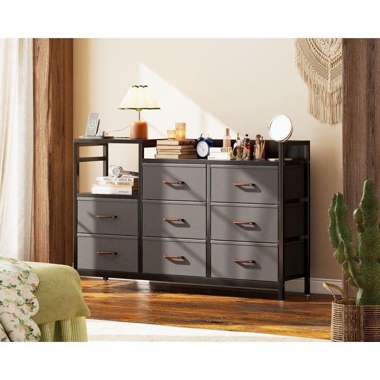 walmart joqixon 8-drawer dresser Joqixon 8-Drawer Dresser with Built-in Power Outlet, Wooden Shelves for  Bedroom Storage Organization