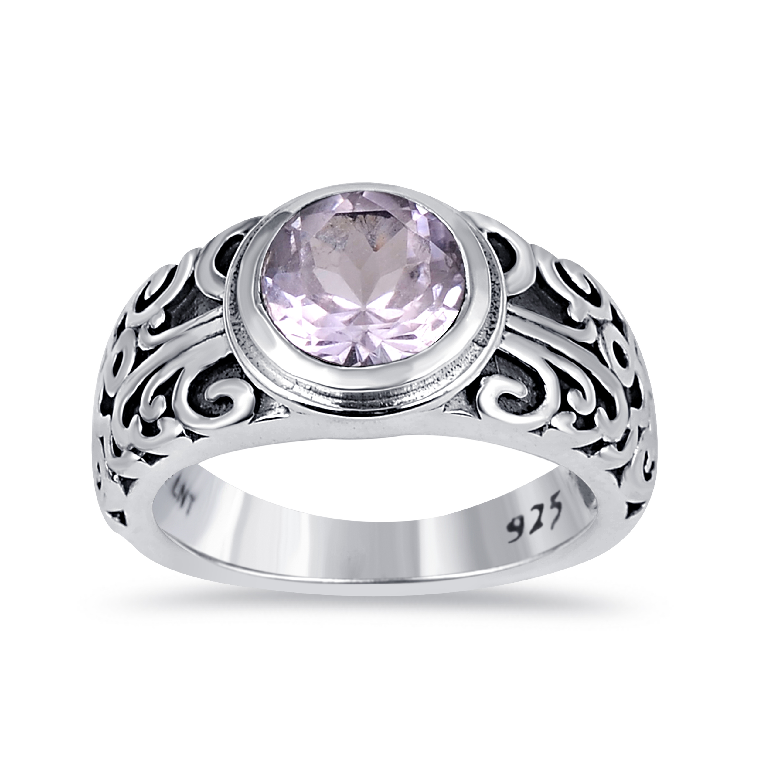 Gorgeous Filigree Vintage 1.78 Ctw Round Pink Amethyst 925 Sterling Silver Classical Ring For Women By Orchid Jewelry - image 4 of 7