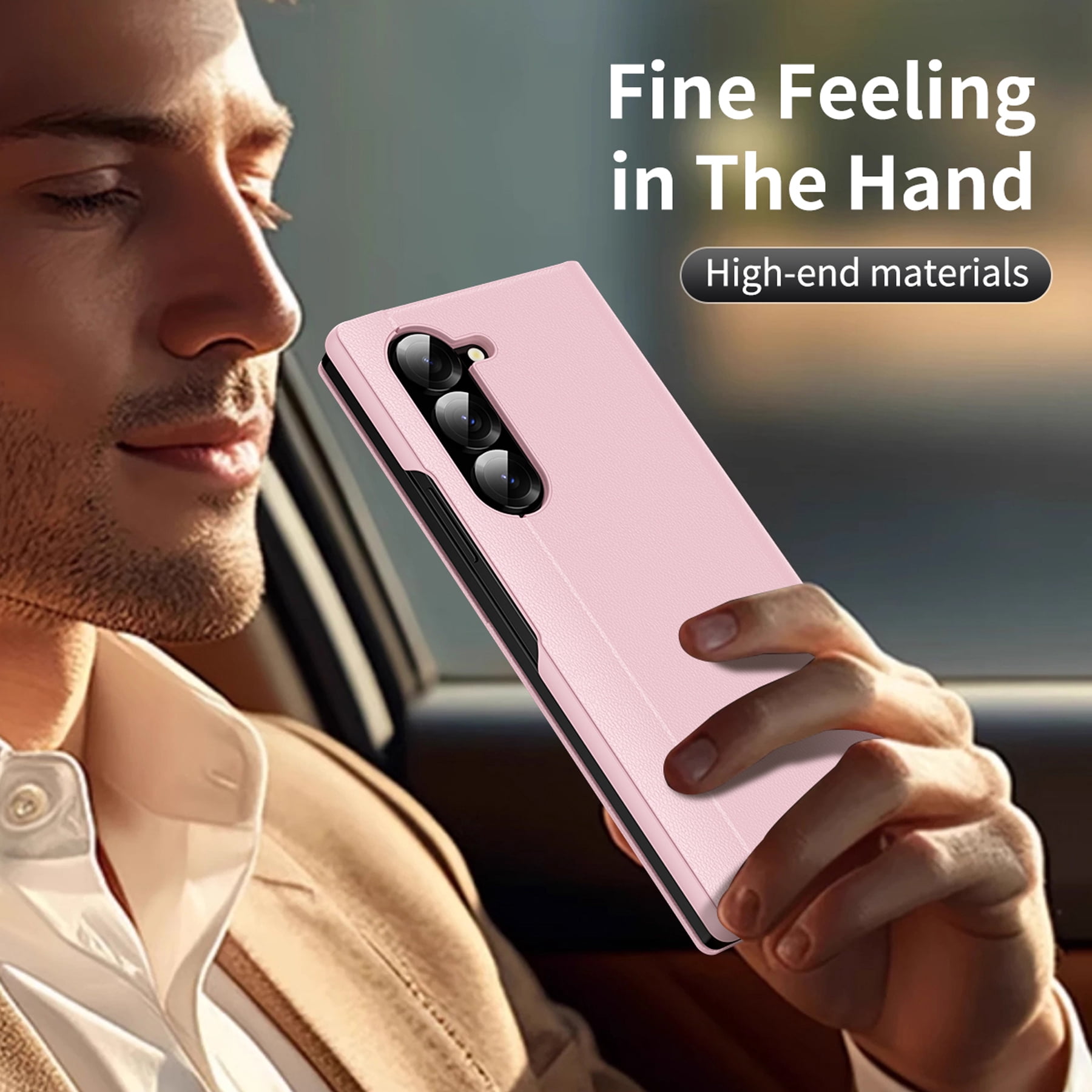 For Samsung Galaxy Z Fold 7 Case PU Leather Flip Case,With Intelligent Window,With Card Holder,Anti-fall Rugged Shockproof Protective Phone Case Cover for Samsung Galaxy Z Fold 7,Pink