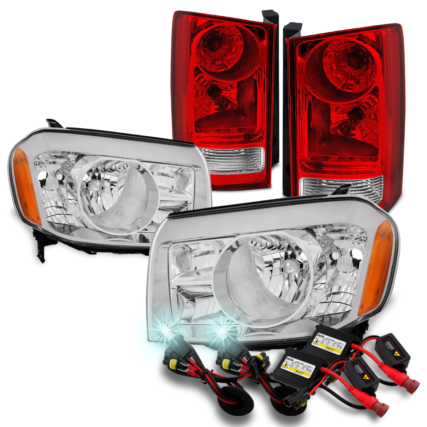 Fit 0911 Honda Pilot Clear Headlights + Red Clear Tail Lights + 8000K