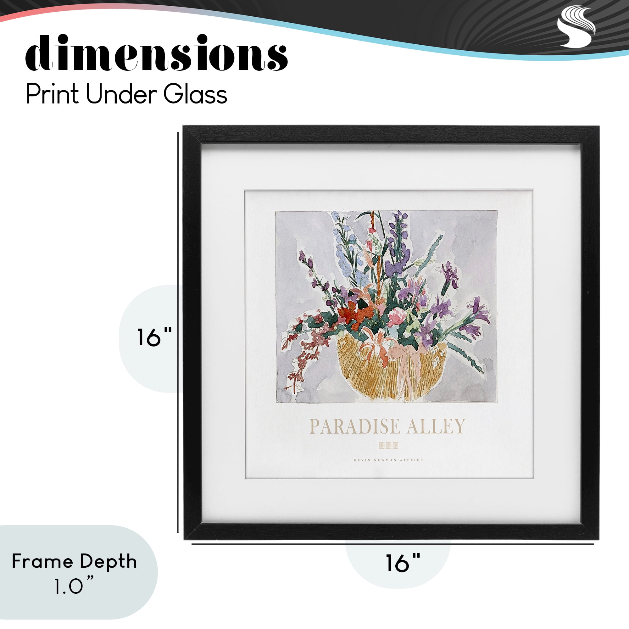 Stupell Industries Paradise Alley Basket of Flowers Black Framed Print Under Glass, design by Jadei Graphics