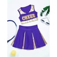 thumbnail image 4 of Miaeowve Girls Cheerleading Uniform Schoolgirls Fancy Dance Dress Crop Top and Pleated Skirt Set Purple 14, 4 of 7