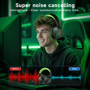 Wireless Gaming Headset 2.4GHz for PS5/PS4/PC/Switch,Bluetooth 5.3 Headphones with Noise-Canceling Mic, 7.1 Surround Sound, 70H Battery Life, RGB Lights, Foldable, Portable-Black&Green