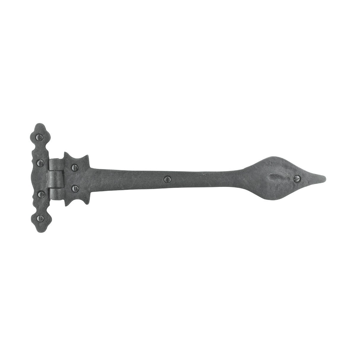 Renovators Supply Black Wrought Iron Strap Hinge 11-1/4 in Spear Tip Flush Mount Heavy Duty Strap Gate and Door Hinges w/Hardware