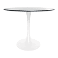 thumbnail image 6 of LeisureMod 5-Piece Dining Set 35" Round Dining Table with MDF Tabletop in White Iron 4 ABS Plastic Side Chair with Chrome Eiffel Base for Modern Home, Kitchen Bristol Series in Transparent Blue, 6 of 10
