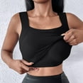 thumbnail image 2 of Brglopf Seamless Workout Yoga Tank Tops for Women Crew Neck Padded Sleeveless Shirts Athletic Camisole Tops with Built in Bra(Black,M), 2 of 9