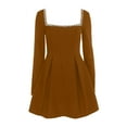 thumbnail image 5 of DHFJKG Womens Square Neckline Dress Elegant Pearl Long Sleeve Casual Dress Slim Fit Flowy A-Line Solid Color Trendy Dresses, 5 of 5