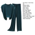 thumbnail image 6 of Joernso 2 Pcs/Set Women Summer Pajamas Comfortable Elastic Waist Solid Color Loose Drawstring Sleeping Wide Leg Short Sleeves Sports T-shirt Pants Set Female Garment, 6 of 6