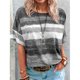 thumbnail image 2 of Blusa de manga corta con cuello redondo degradado Blusa de manga corta ajustada informal para mujer Gris M, 2 of 6