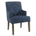 thumbnail image 3 of Benjara Damask Patterned Fabric Upholstered Dining Chair with Swoop Armrests and Wooden Feet, Blue, 3 of 3