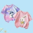 thumbnail image 2 of Toddler Girls T-Shirts Tie Dye Cartoon Rabbit Printed Round Neck Short Sleeve T-Shirt Kids Girls Summer Cute Active Play Comfortable T-Shirts，1 -2 Years, 2 of 3