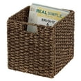 thumbnail image 6 of mDesign Seagrass Woven Cube Bin Basket Organizer, Handles, 4 Pack, Brown Wash, 6 of 8