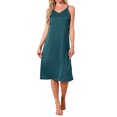 thumbnail image 1 of INSPIRAR CHIC Vestido de dormir para mujeres de satén sin mangas con doble tirante espagueti, espalda cruzada, sexy, escote en V, midi, bata de noche, S azul, 1 of 6
