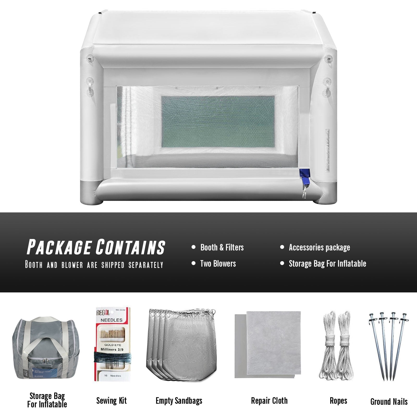 EJAEE Silver Series 12x12x10 All Purpose Inflatable Paint Booth w/ Blowers & Filters