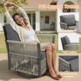 thumbnail image 6 of PARKWELL 3PCS Outdoor Swivel Glider Chairs Set, All-Weather Wicker Rattan Swivel Rocking Chair with Side Table,Oversized Deep Seat Rocker Lounge Chairs for Porch Balcony, Gray, 6 of 8
