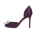 thumbnail image 2 of XYD Women Sparkly Rhinestones Bowknot Peep Toe Sandals D'Orsay Stiletto High Heel Pumps Slip On Party Dressy Shoes Size 9 Purple, 2 of 4