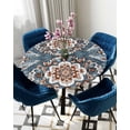 thumbnail image 5 of nqOlkjepod Blue Bohemian Round Tablecloth, Fitted Table Cover with Elastic for 55"-60" Round Tables, Retro Pattern Oriental Farmhouse Ethnic Table Cloth Outdoor Dinning Party Waterproof Tablecloths, 5 of 6