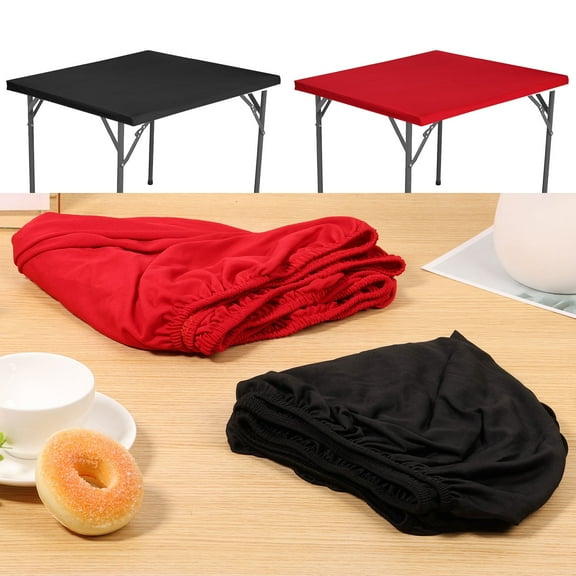 2Pcs Square Fitted Tablecloth Soft Square Fitted Table Cover with Elastic Strap Minimalist Square Tabletop Cover Removable Card Table Cover for Home Kitchens