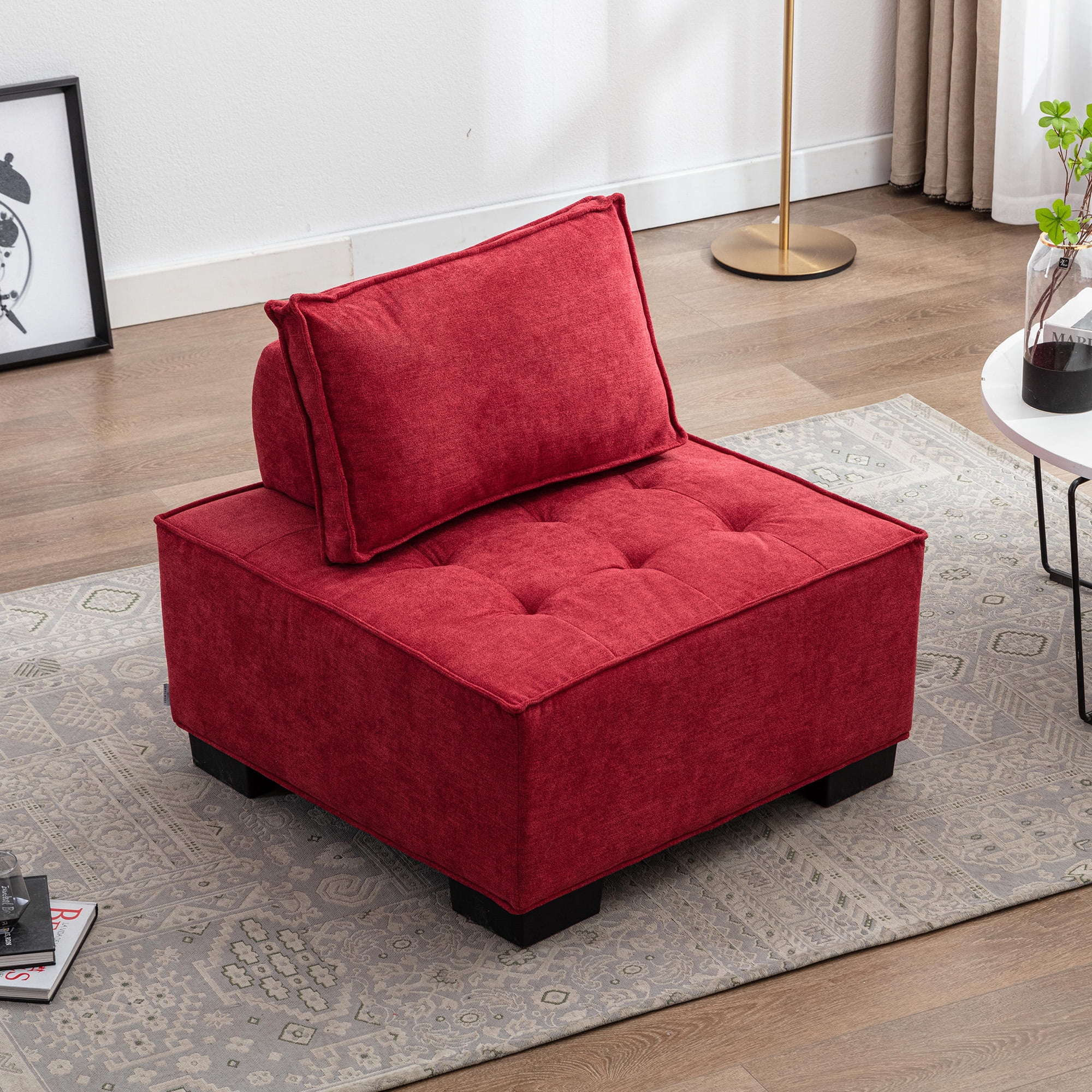 uhomepro Upholstered Armless Living Room Sofa Chair, Modern Fabric
