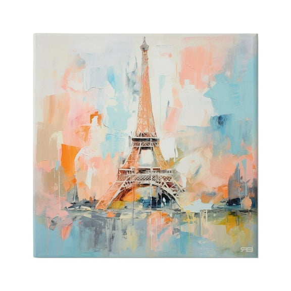 Stupell Industries Abstract Pink Eiffel Tower Abstract Painting Gallery Wrapped Canvas Art Print Wall Art, 17 x 17