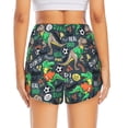 thumbnail image 4 of Uemuo Dinosaur Plays Soccer Pattern Women's Athletic Shorts High Waisted Running Shorts with Liner Pockets Gym Elastic Workout Shorts-Small, 4 of 9