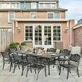 thumbnail image 7 of SOCIALCOMFY 9-Piece Patio Cast Aluminum Dining Set, Outdoor Table and Chairs Set for 8, Includes 94.5" Rectangular Dining Table and 8 Chairs with Umbrella Hole, Patio Furniture Set for Deck Garden, 7 of 7