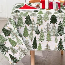 Christmas Tablecloth Green Xmas Tree Table Cloth Washable Forest Table Cover for Winter Holiday Party Picnic Dining Table Decoration, 60 x 102 Inch