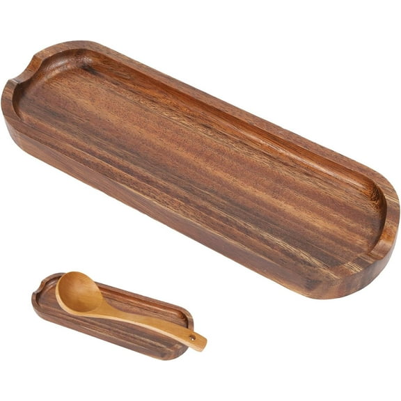 2PCS Spoon Rest,Spoon Holder For Stove,Organizer Small Serving,Fit For Ladle Spatula Spoons Tongs(Brown)