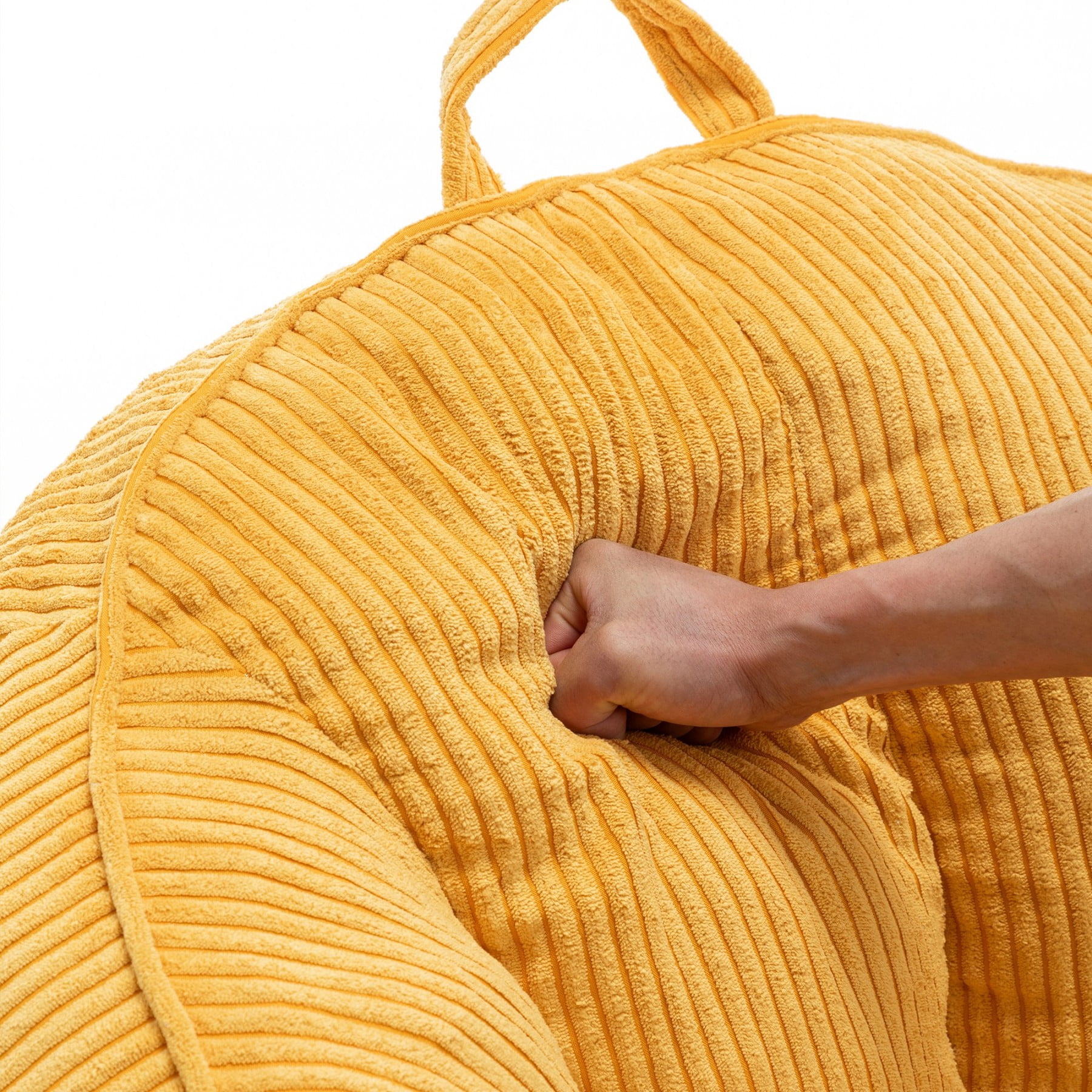 Giant Bean Bag Chair Sofa for Adults & Teens, Corduroy Bean Bag Couch with Armrests & Filler Included, Yellow
