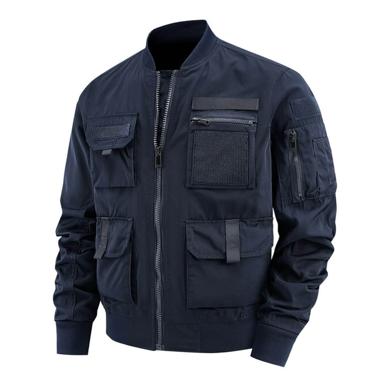 JXMVOJ Men's Military Casual Field Jacket Solid Color Pockets