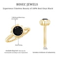 thumbnail image 5 of Rosec Jewels Real Black Onyx Flower Engagement Ring 1 Carat - Bezel Set Onyx Solitaire Ring - AAA Grade - with Jewelry Box, 10K Yellow Gold, US 3.50, 5 of 8