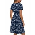 thumbnail image 5 of UVN Dresses for Women Deep V Neck Short Sleeve Summer Sundress Midi Party dress with Pocket, 5 of 9