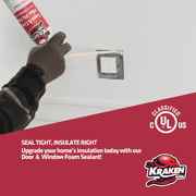 Kraken Bond Gaps & Cracks Filler Insulating Foam Sealant - Expanding Polyurethane Foam for Windows, Doors, and Insulation - 12 oz with Straw, 12 Pack