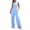 Light Blue, variant on Womens Loungewear Set Summer 2 Piece Outfits Ruffle Short Sleeve Stretch Slim Fitted Tops Wide Leg Pants with Pockets Sets(XX-Large,Light Blue)
