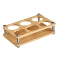 thumbnail image 4 of Dual Row Glass Tray Holder Wooden Cup Rack Drink Cup Storage Holder Serving, 4 of 8