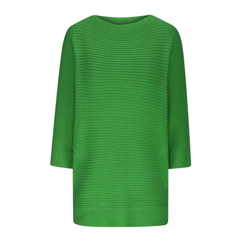 JGGSPWM Slouchy Sweaters for Women Well-dressed Cable Knit Tops Casual  Crochet Ribbed Jumper Solid Sweaters for Women Crewneck Tops 3/4 Sleeve  Pullover Green XL - Walmart.com