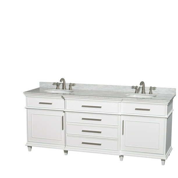 Wyndham Collection Berkeley 80 Inch Double Bathroom Vanity In White With Carrera Marble Top Undermount Oval Sinks And No Mirror Com Wyndham Collection Berkeley 80 Inch, 80 Inch Double Vanity With Top
