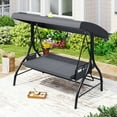 thumbnail image 5 of Costway 3-Seat Patio Swing with Canopy with Removable Cushions & Side Pockets Stand Gray, 5 of 11