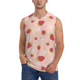 thumbnail image 2 of Lsque Strawberries Print Men's Cotton Blend Sleeveless Muscle Shirts (S-3XL)- Moisture Wicking, Odor Protection, UPF 30+,Large, 2 of 8