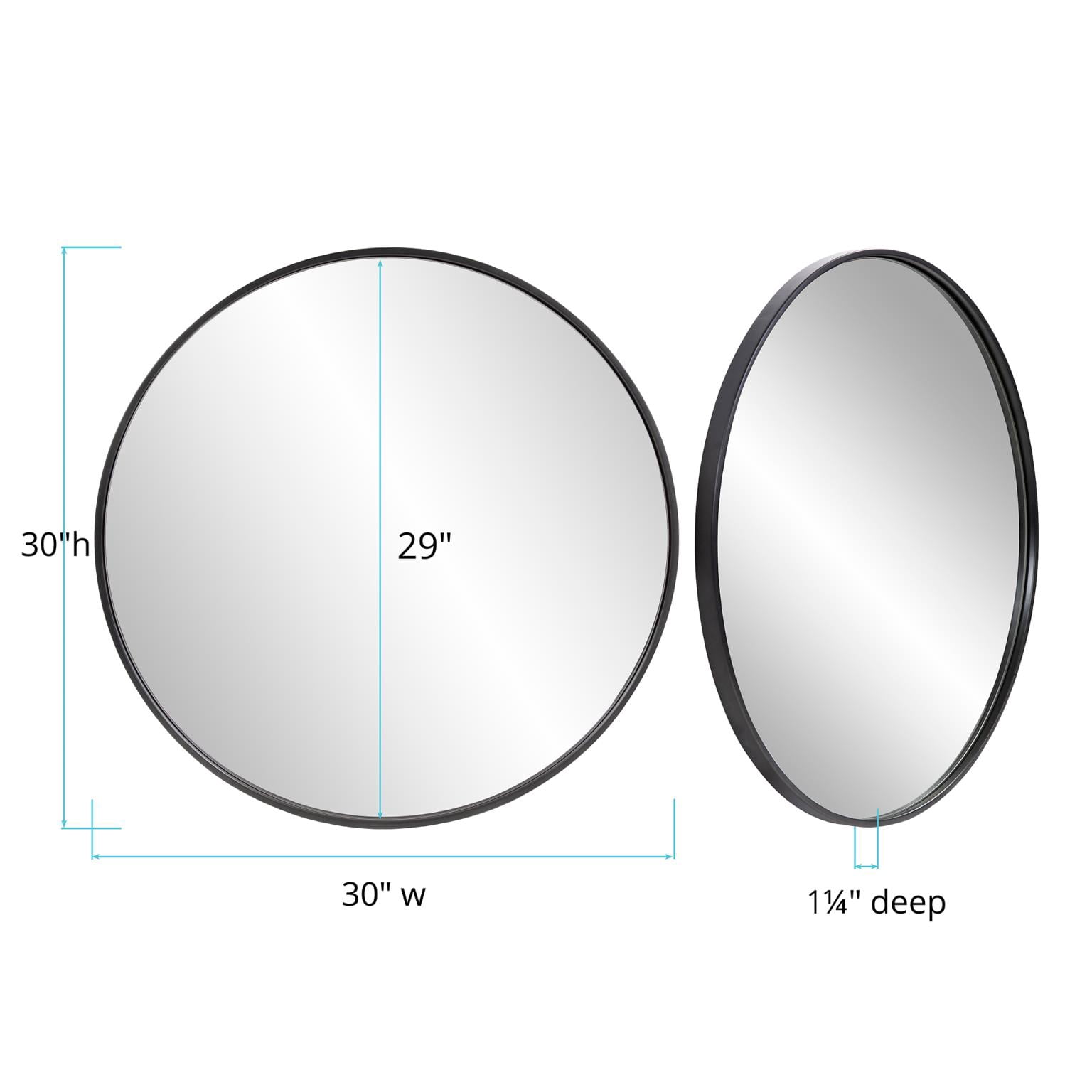 Tyler Dillon Brushed Black Round Stainless Steel Framed Vanity Mirror - 30"D