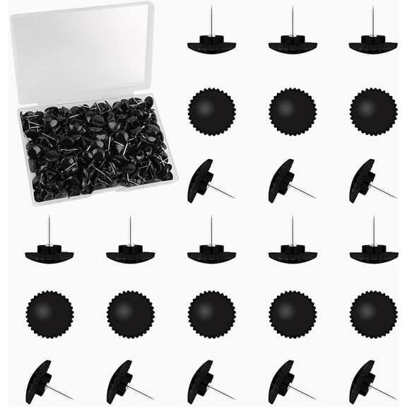 Scheam 100 Pcs Black Push Pins, Small Plastic Push Pins Thumb Tacks Decorative with Stainless Steel Points Push Pins for Wall Bulletin Board Cork Board Map Poster