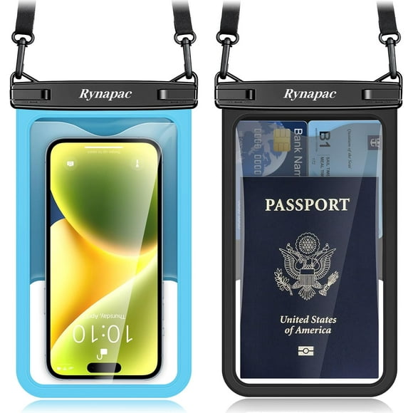 Case-friendly [8.5-inch] [Blue + Black] Large Waterproof Phone Pouch[Up to 10"] Large Waterproof Phone Pouch Bag - 2 Pack Waterproof Phone Case for iPhone 16 15 14 Pro Max Galaxy S24 S23 Ultra, IPX8 C