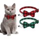 thumbnail image 1 of Collar para gato verde y rojo, pajarita para gato, collar para gato con cascabeles y pajarita, 2 pajaritas para gato (18-28 cm, 1'-17'), 1 of 5