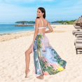 thumbnail image 6 of FORMRS Womens Long Sarong Beach Wrap Semi-Sheer Bikini Skirt Bathing Swimsuit Cover Up, Floral Seaside, 6 of 7