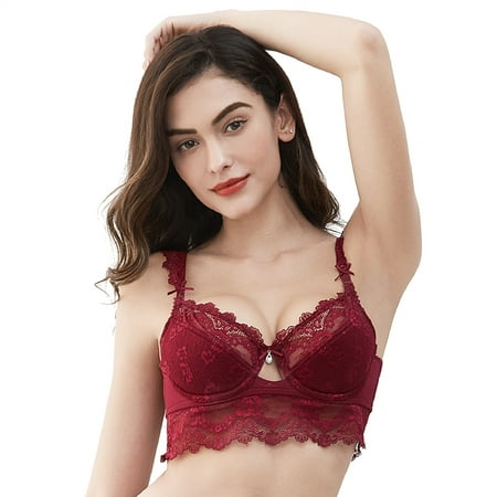 

Varsbaby Push Up Embroidery Bras Sexy Underwear with Thin Cotton Cup for Women