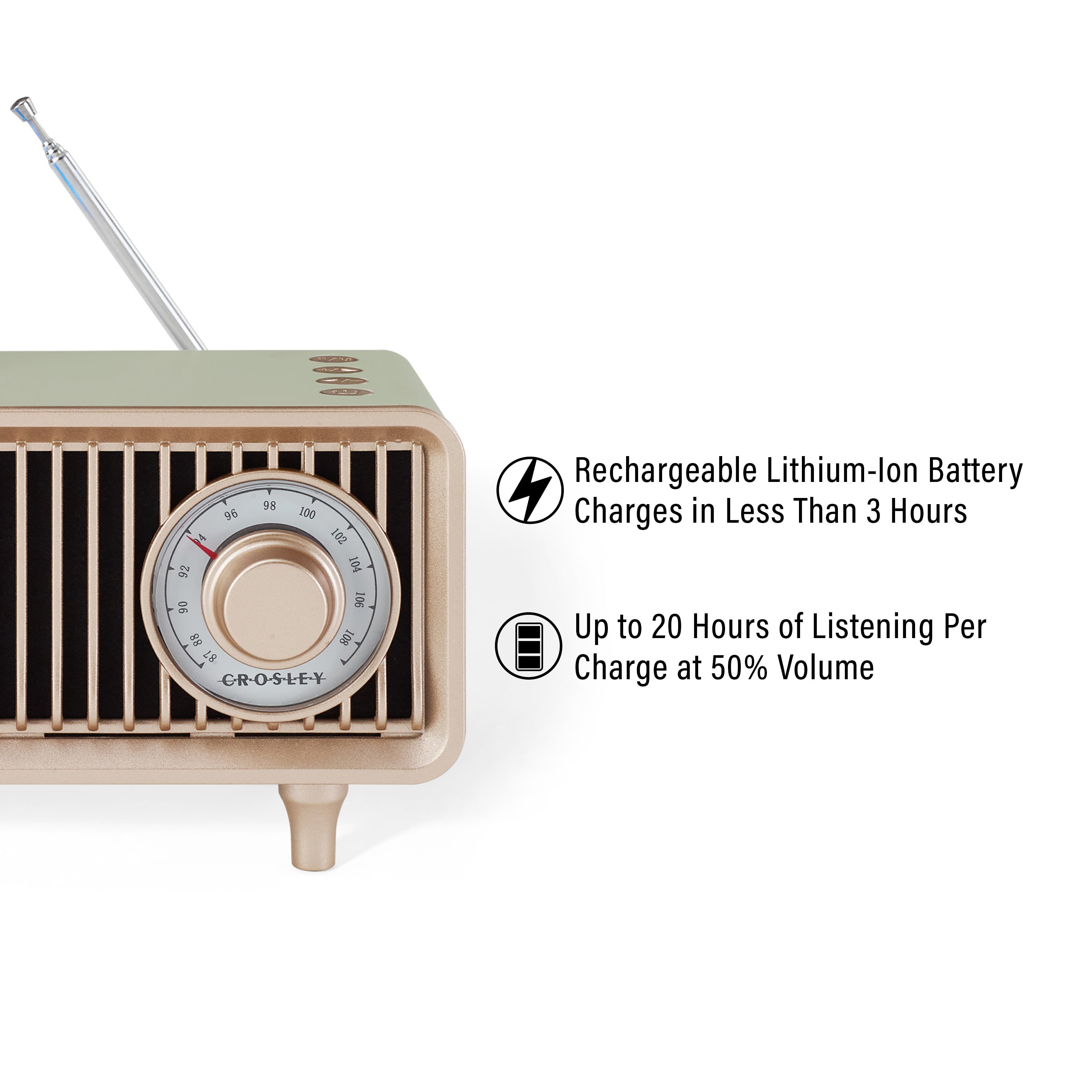 Crosley Milton Retro FM Radio, Portable Bluetooth Speaker with Aux Input, Vintage Home Decor