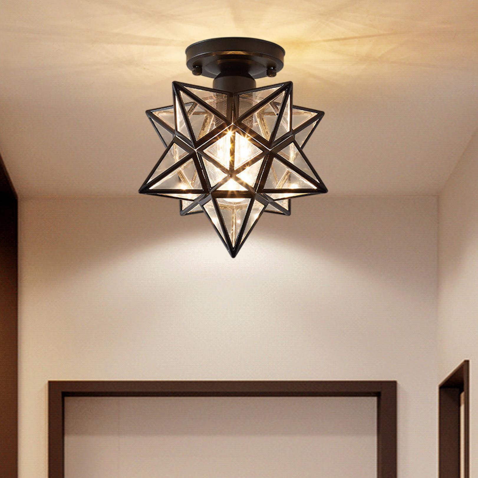 Clearance! Brass Moravian Star Light Flush Mount Ceiling Light with Clear Glass on Clearance Black